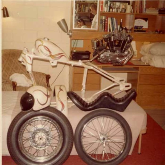 Jim Carstens Harley in the dorm